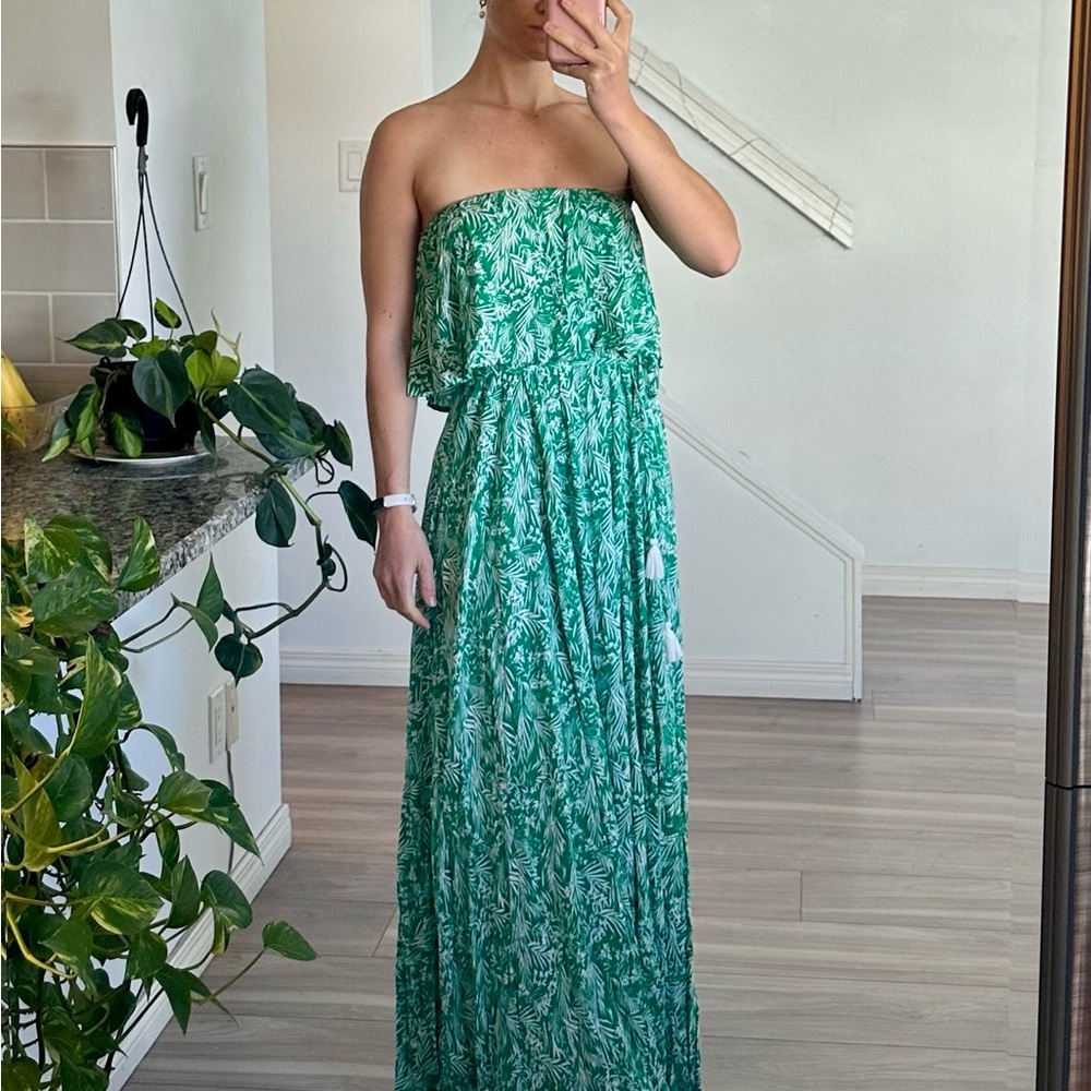 Green Strapless Maxi Dress